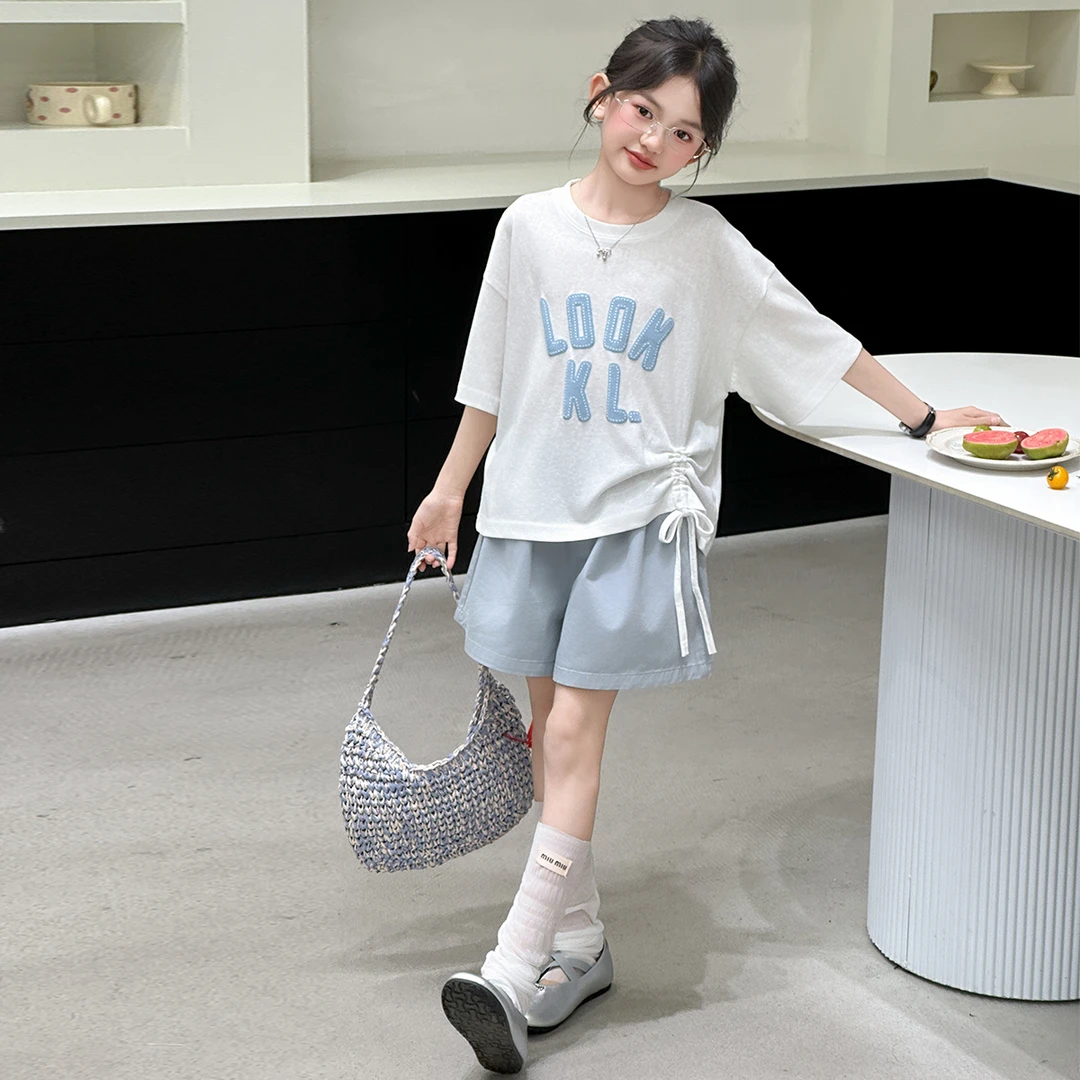 大女童装夏装6-12岁潮款高级感套装2025年款衣服儿童独特洋气时髦