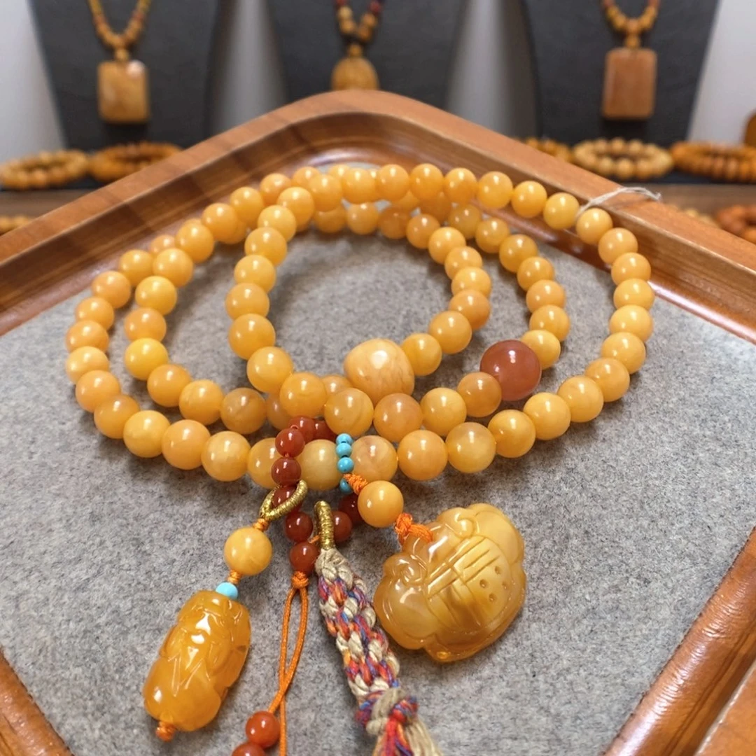 未镶嵌蜜蜡手串蜜蜡