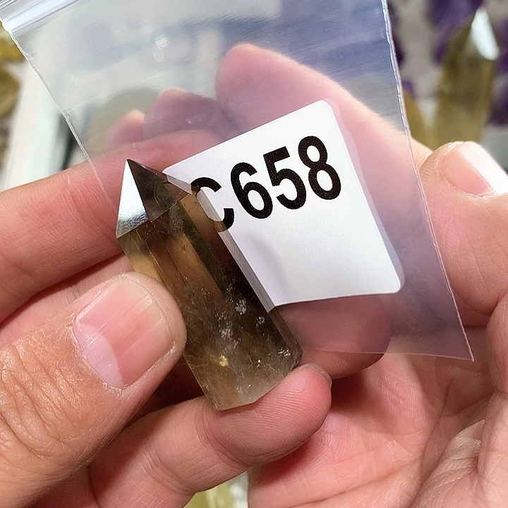 烟晶天然水晶柱子C658未镶嵌婲**衩