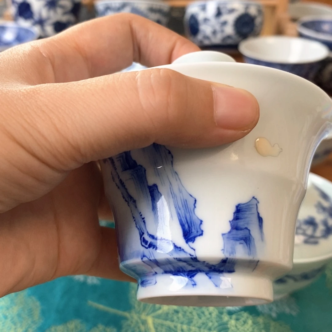 书***星景德镇手绘陶瓷青花盖碗