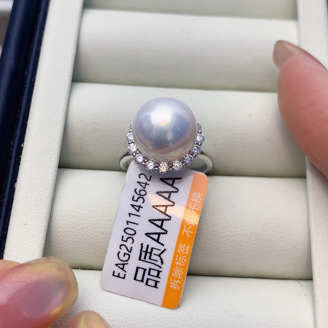 戒指银S925镶嵌淡水珍珠W11