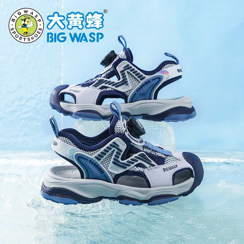 大黄蜂男童包头凉鞋夏季中大童镂空透气防滑运动儿童沙滩鞋26-41