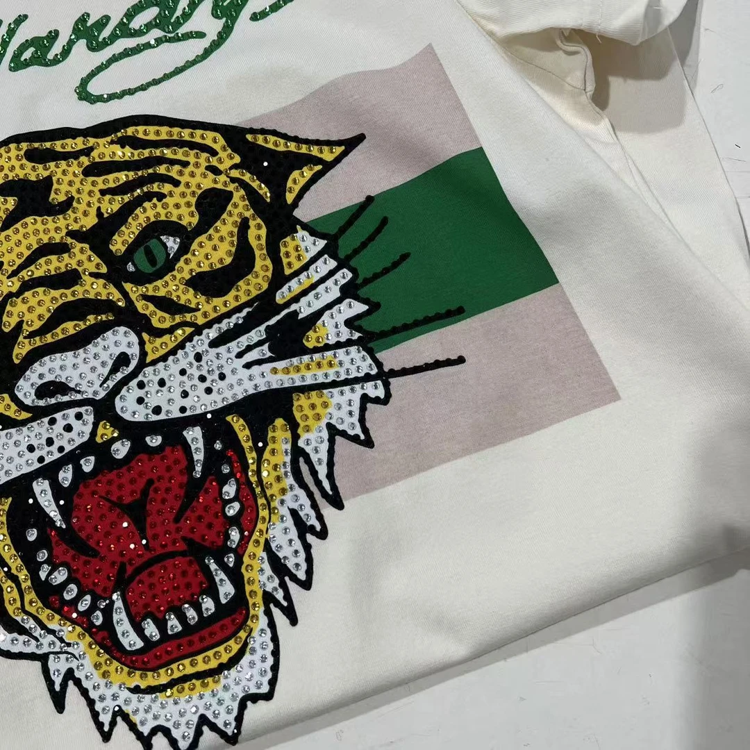 I-8 EH 潮牌男款虎头烫钻印花休闲圆领短袖T恤 YM278