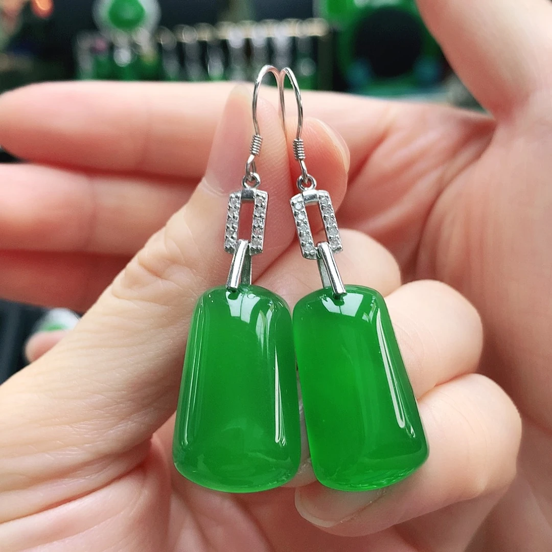 银S925镶嵌耳钉玛瑙/玉髓