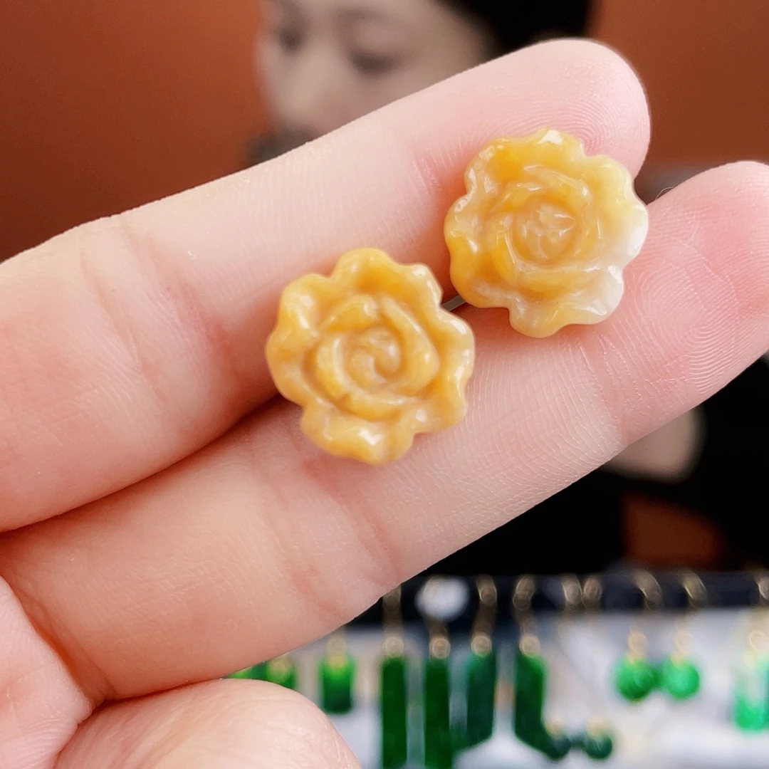 翡翠未镶嵌耳饰饰品