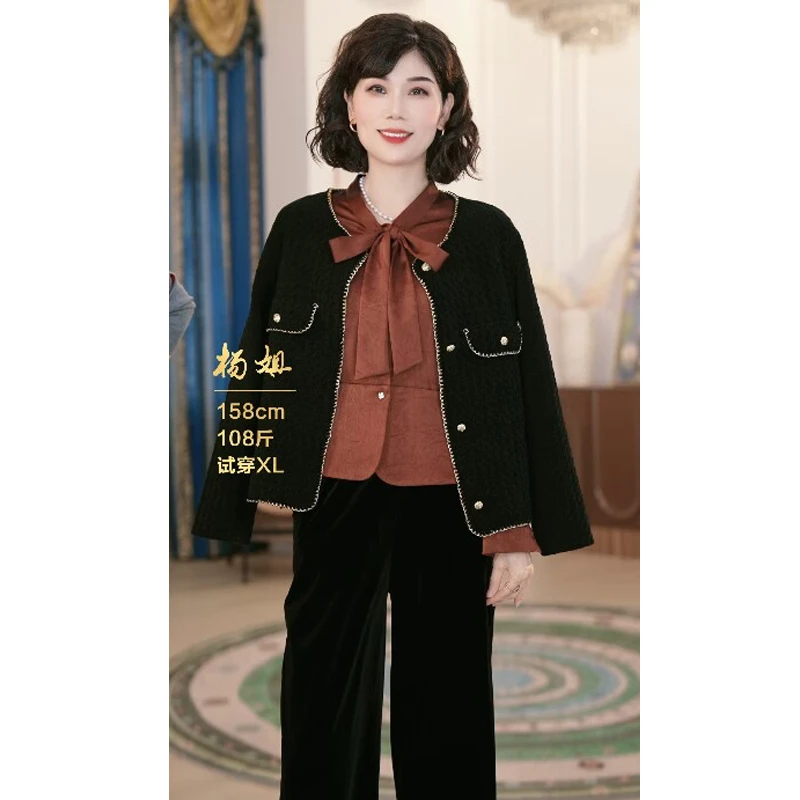 年轻妈妈秋装外套2024新款洋气大码呢子大衣中老年40岁衣服
