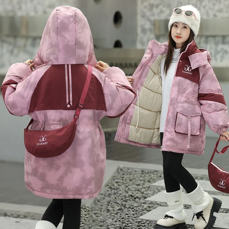 A女童外套棉服冬装2024新款洋气中大童冬季加厚儿童冲锋衣棉袄