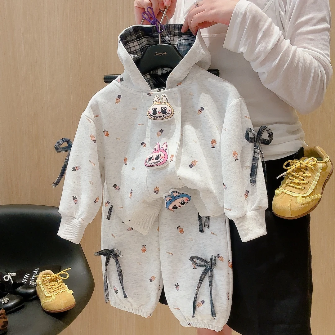 [拉布布]2025新款卫衣套装秋款女童亲子装立体玩偶两件套