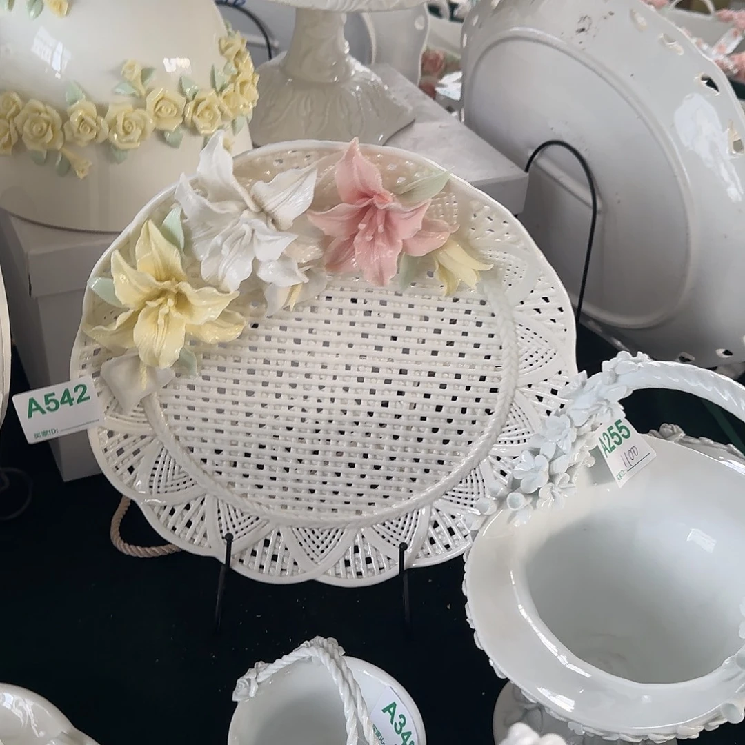 手工编织捏花百合花水果盘小号