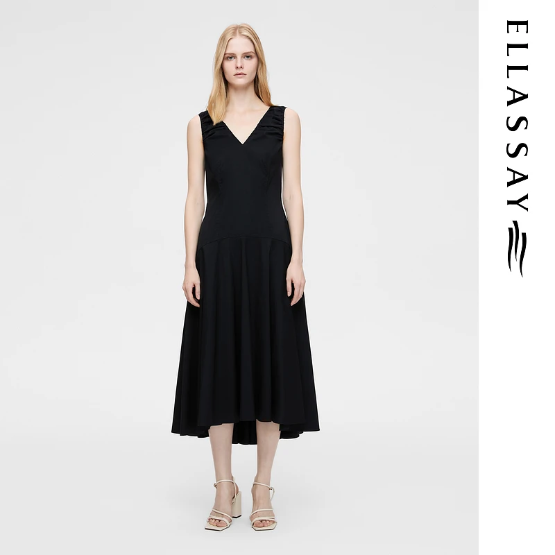 ELLASSAY歌力思2025夏季新款舒适经典中长款连衣裙女EWB362Y00300