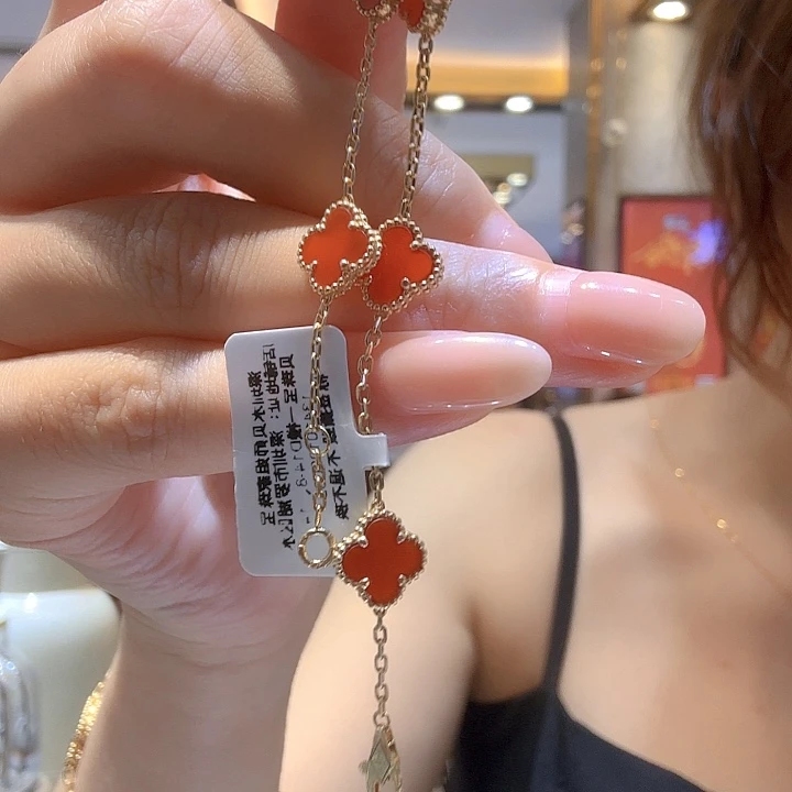 玛瑙/玉髓手链18K金镶嵌9mm草K黄