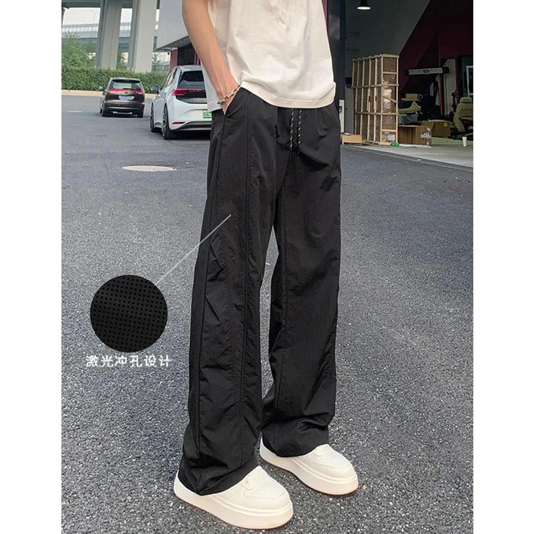 轻量化冰丝速干裤子男款夏季薄款阔腿休闲裤显瘦网眼透气运动长裤