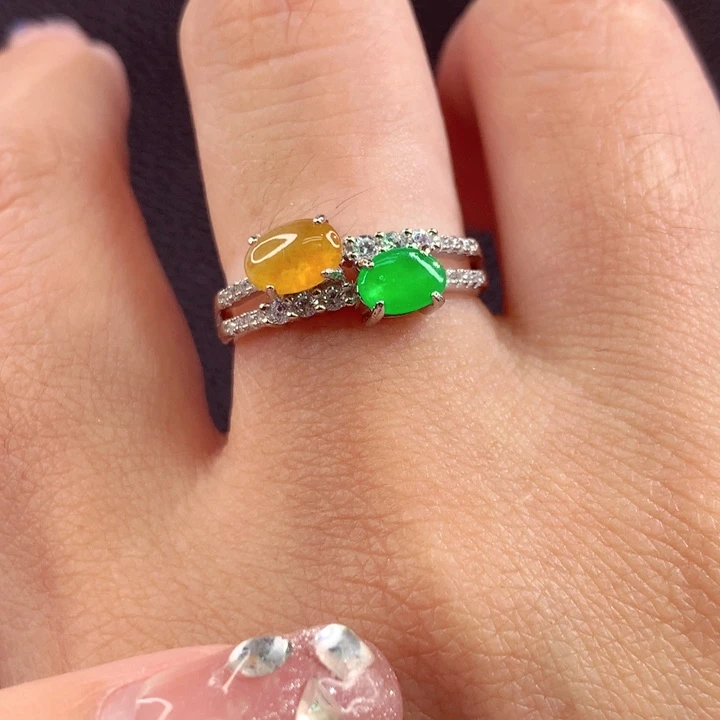 定制翡翠银S925镶嵌翡翠