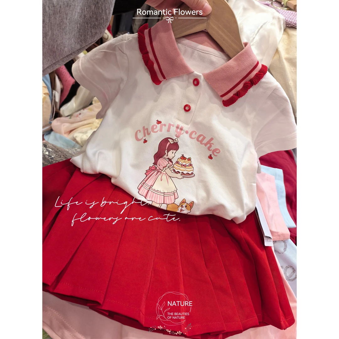 63039 上衣染色，福利！女童夏季卡通 短袖T恤百褶裙套装 NO退换！！