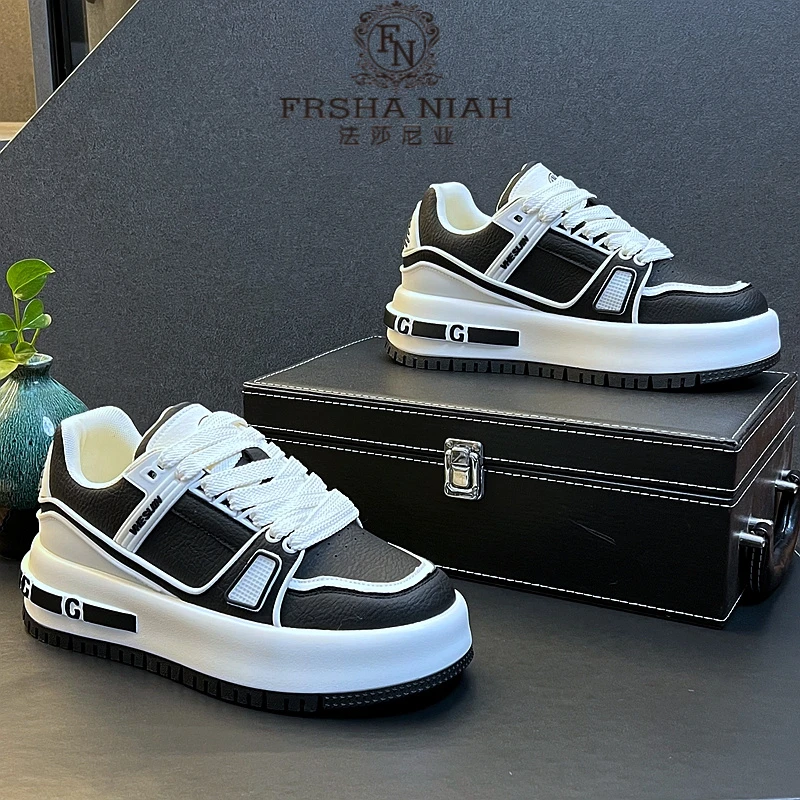 法莎尼亚时尚轻奢板鞋男款厚底增高休闲鞋韩版潮流百搭潮鞋低帮鞋