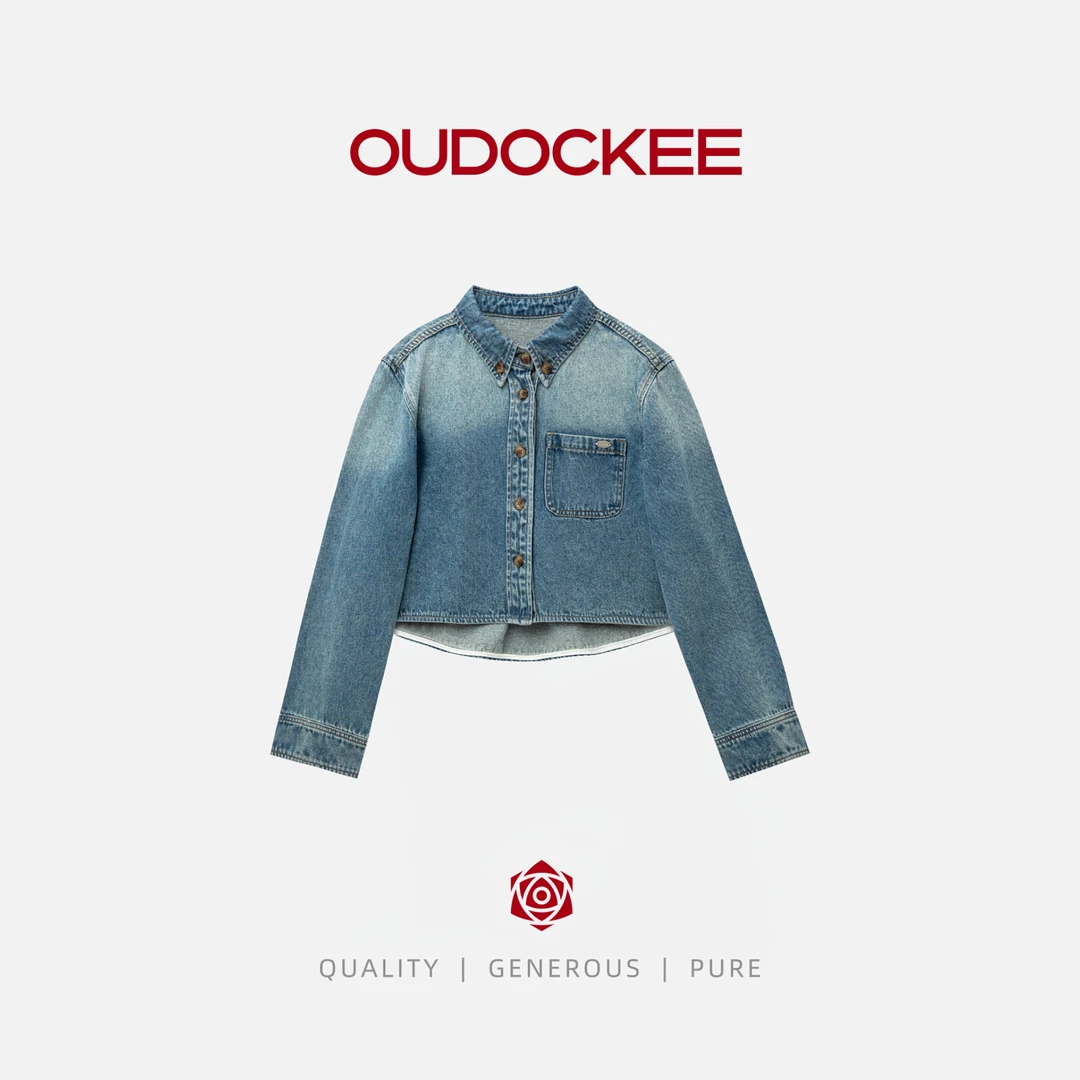 OUDOCKEE 鸥鸥【棉】夏娃 设计感牛仔蓝短款显瘦外套 J2503X579T