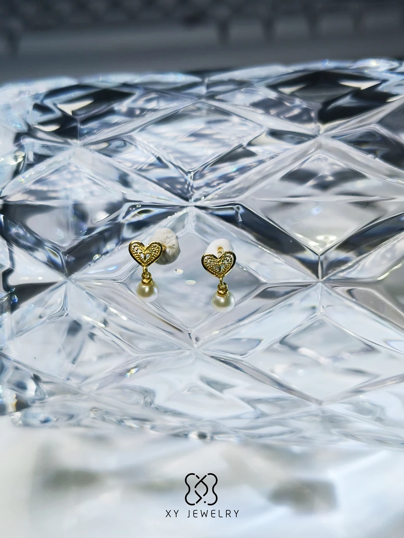 花丝爱心黄金足金999耳环0.61g