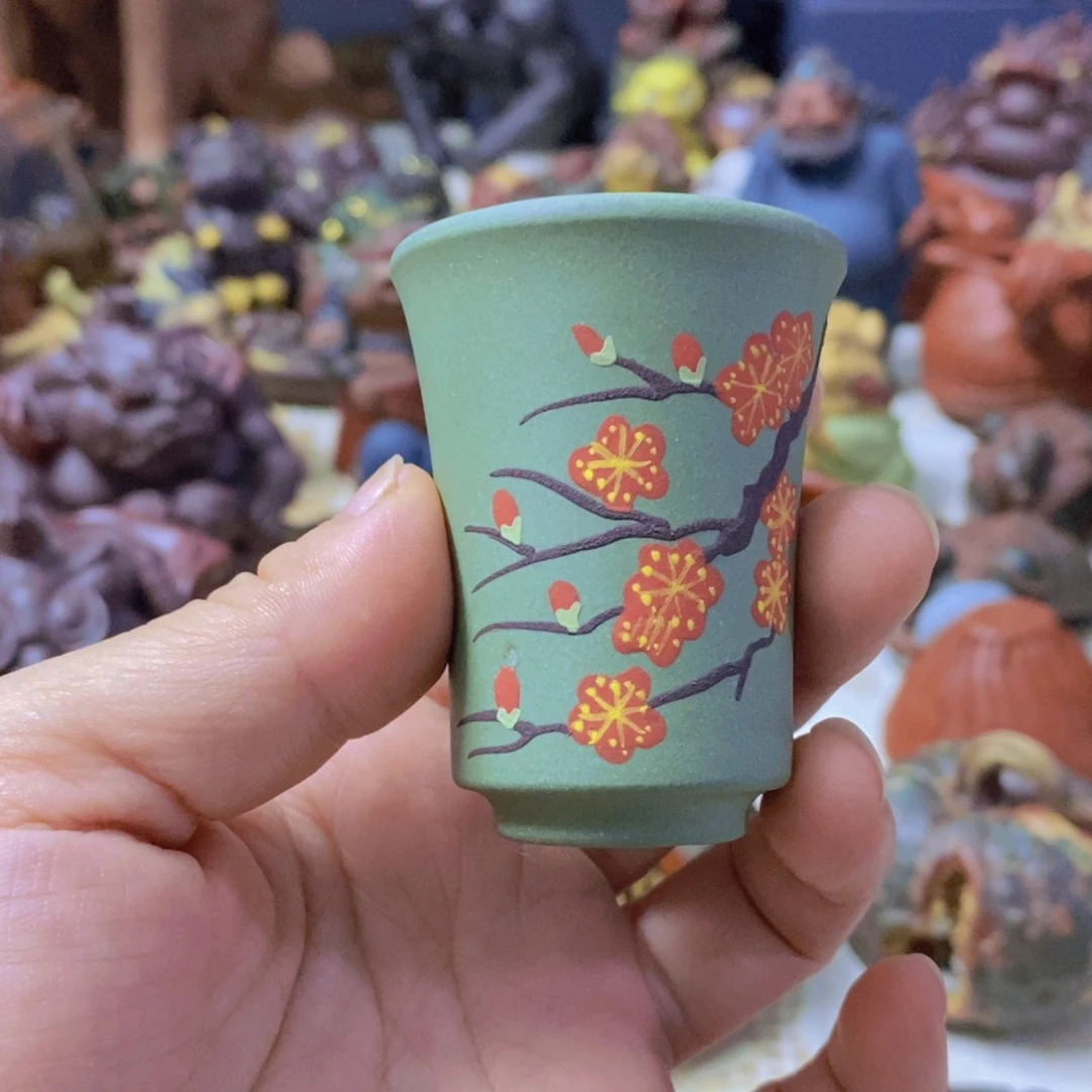 茶杯绿泥紫砂紫砂再三再四