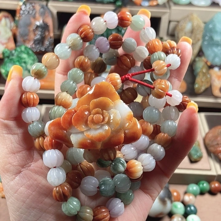 翡翠未镶嵌手链腾冲老料翡翠南瓜珠长串