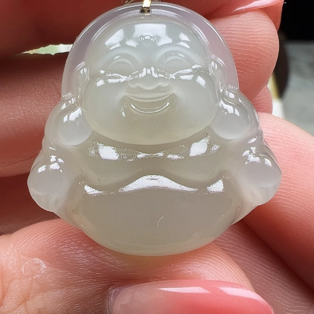 和田玉18K金镶嵌颈饰A*风