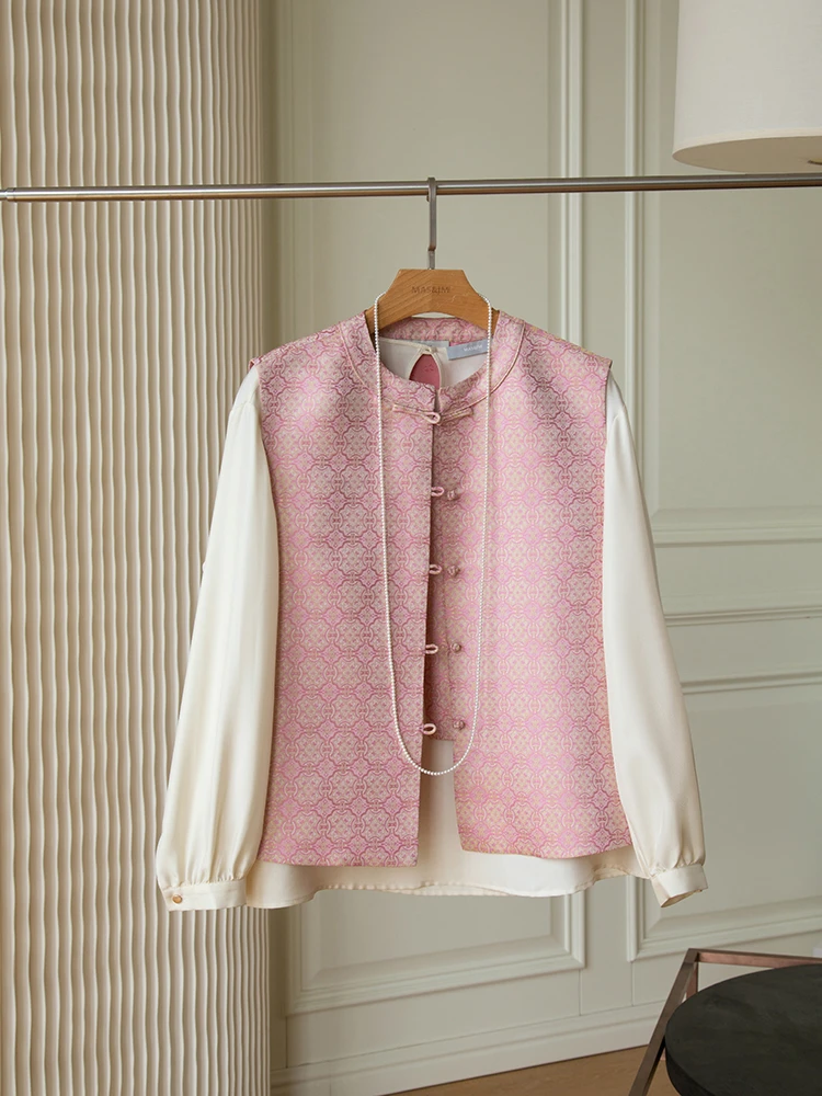 玛氏嘉敏宋锦自由 定制真 丝宋锦中式宋锦马甲外套 652045