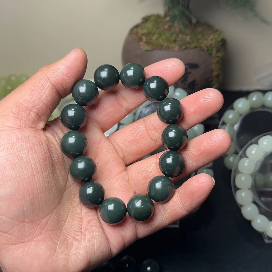 和田玉未镶嵌手串天然沙枣青卡16多样性拍一发一