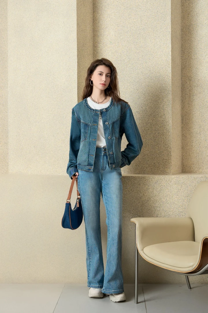 【春季上新】圆领夹克款牛仔外套