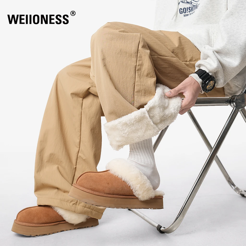 WEIIONESS美式潮牌休闲裤男款冬季运动裤宽松垂感直筒阔腿裤子