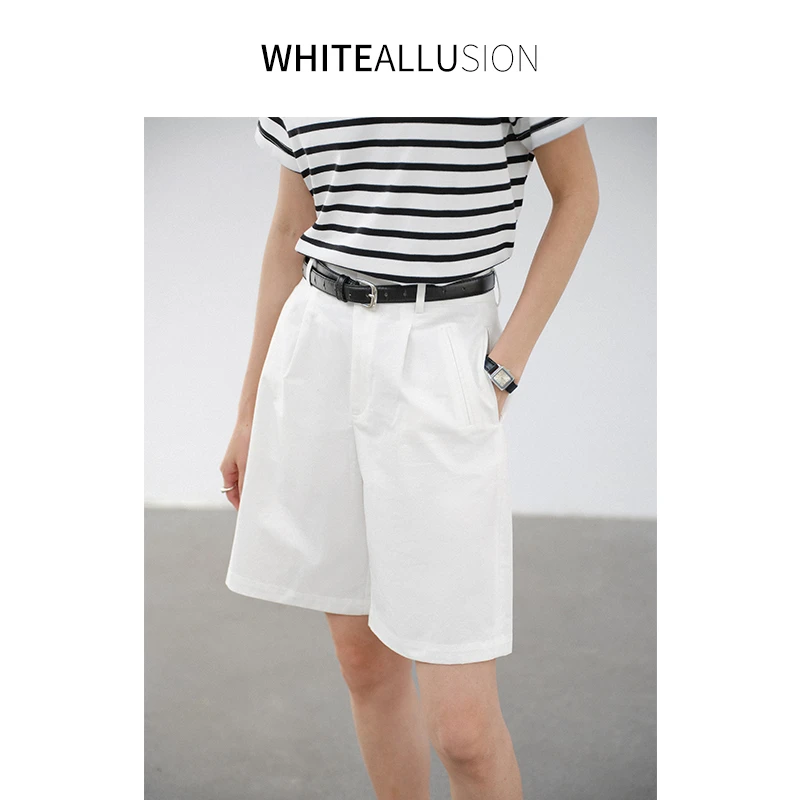 素典年中清仓【1772】休闲直筒夏季短裤夏小个子百搭阔腿高腰四分裤