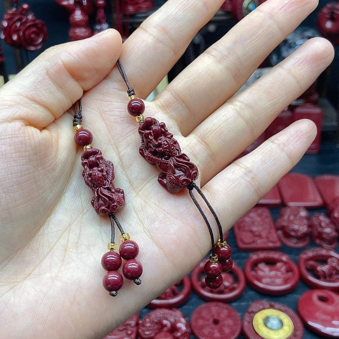 天然辰砂小号貔恘手机链➕中号貔恘手机链