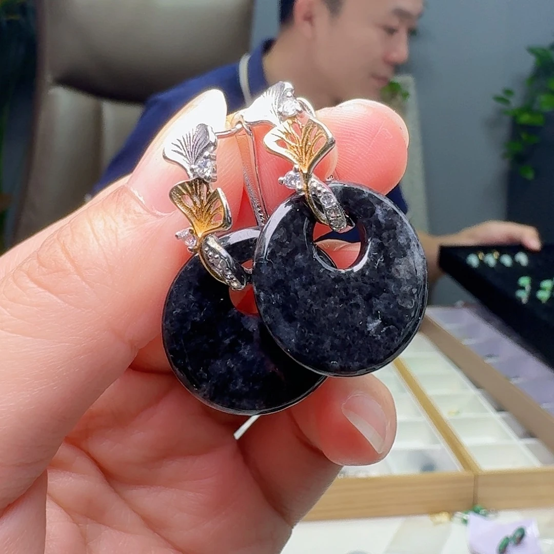 翡翠银S925镶嵌耳饰多样性发货其一