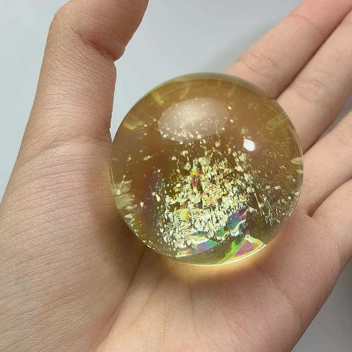 珠宝半成品未镶嵌黄晶彩虹45.2mm