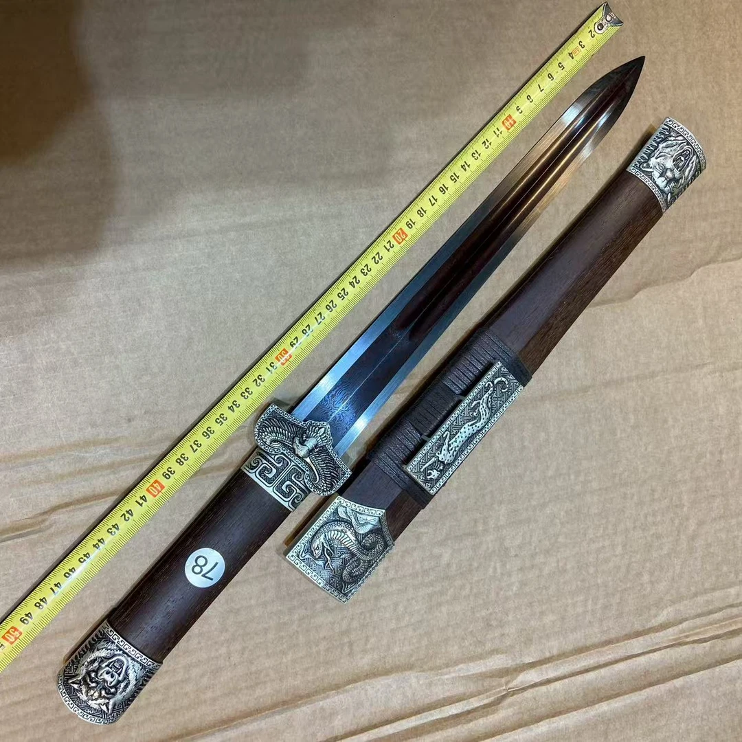 龙泉花纹钢一体锻打汉剑短剑收藏防身的传统宝剑未开刃