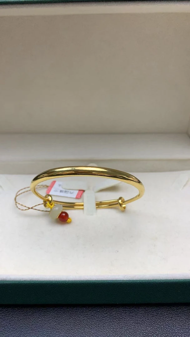 足金999镶嵌和田玉DIY精工推拉手镯