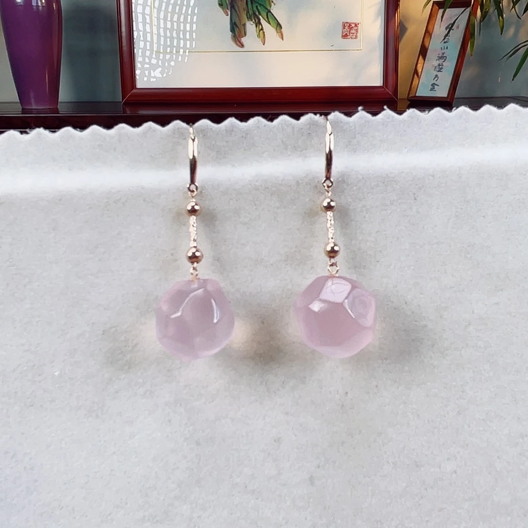 水晶耳饰18K金镶嵌水晶13.7