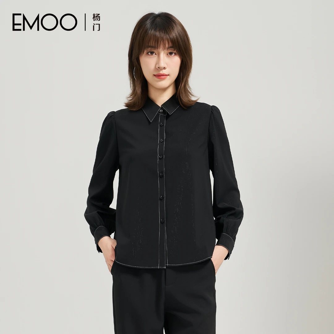 EMOO/杨门气质百搭立体裁剪休闲风女士亲肤修身衬衫E34H013535