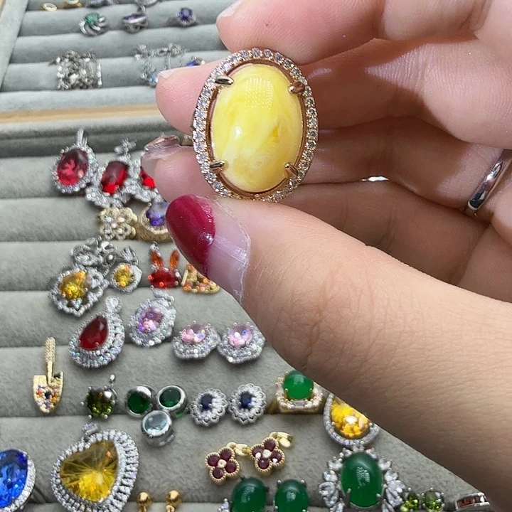 戒指水晶银S925镶嵌