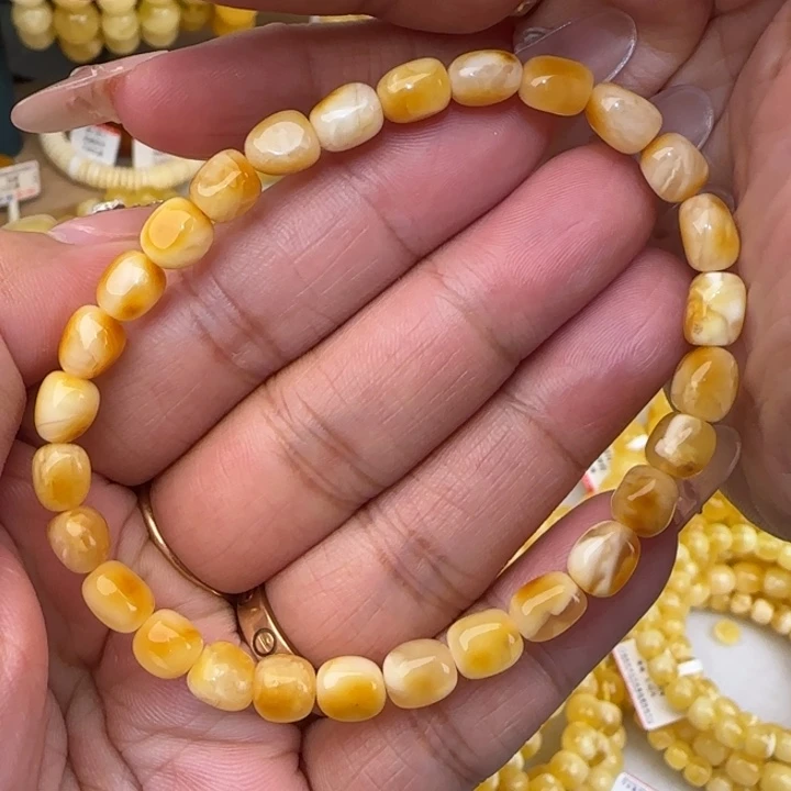蜜蜡未镶嵌手串随型手串