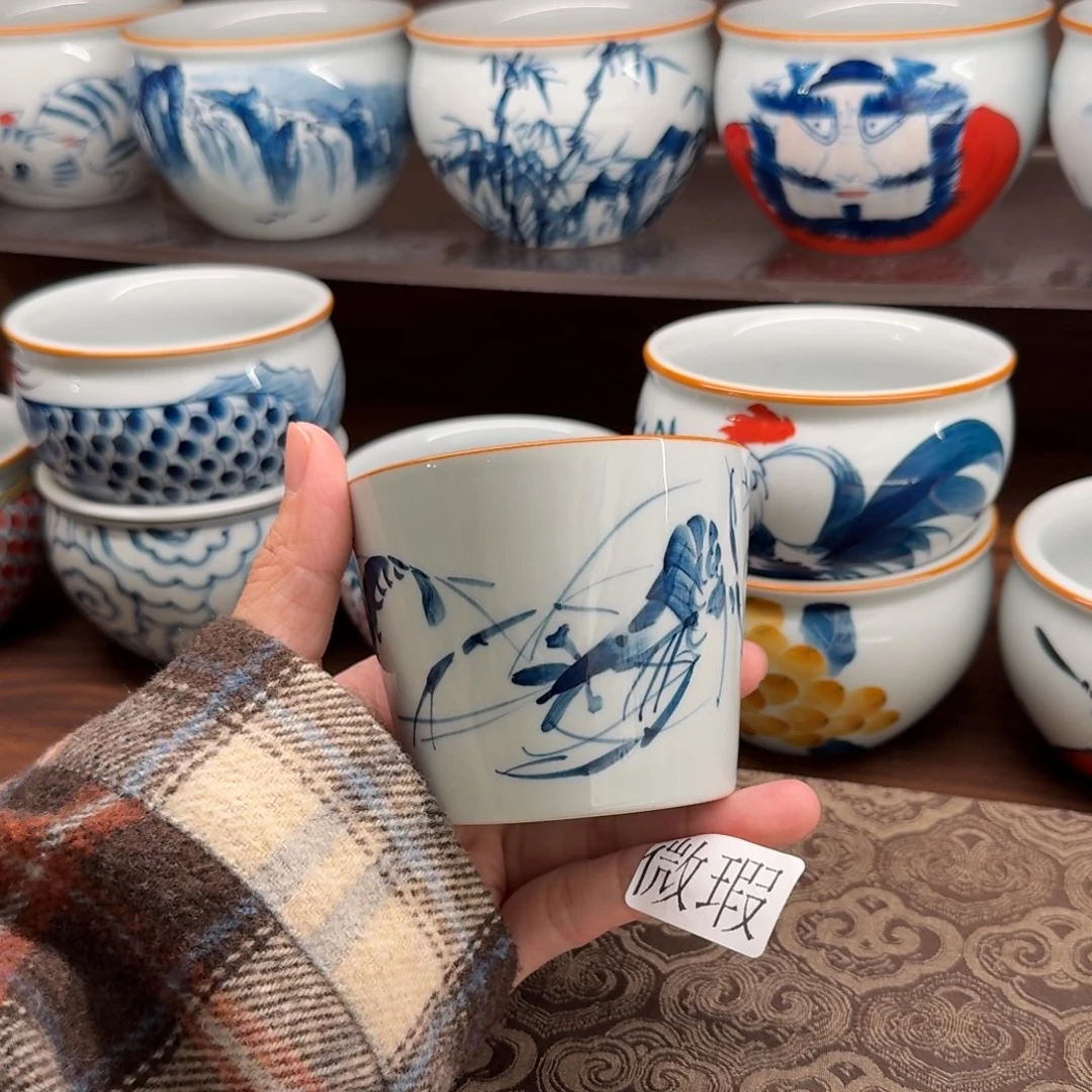 釉下手绘茶具微瑕