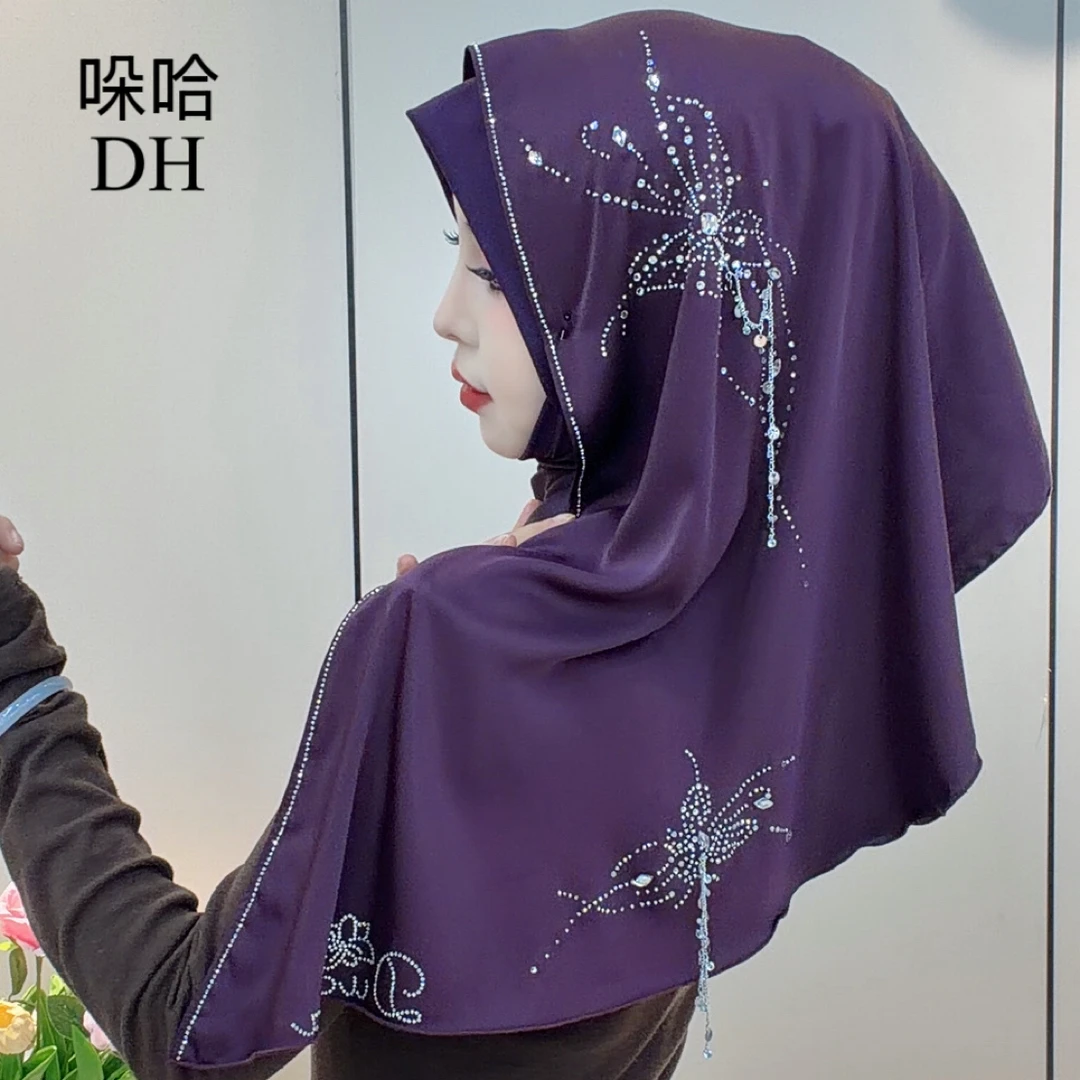 哚哈新款缎面拼接绕巾送礼品