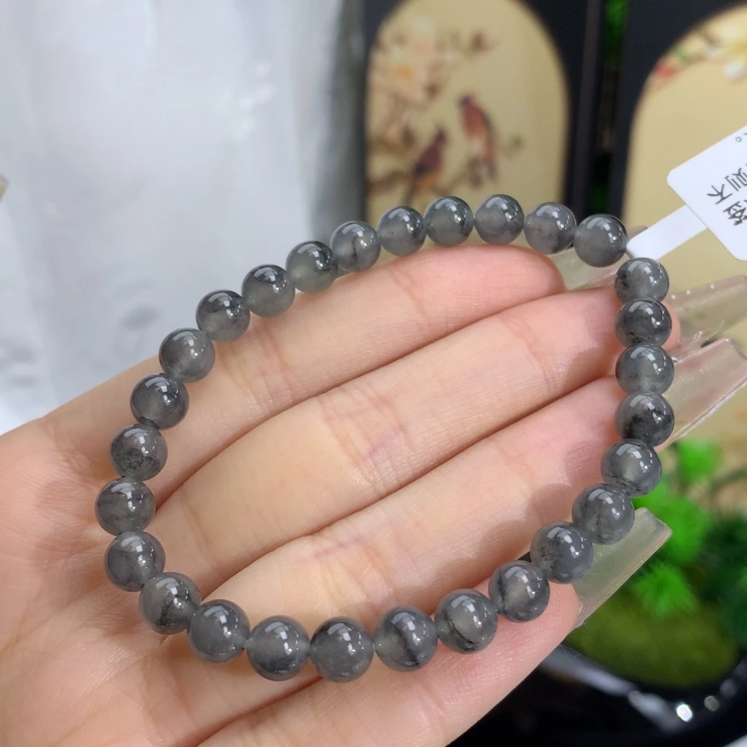 翡翠手链未镶嵌卡6.0冰胶黑乌鸡