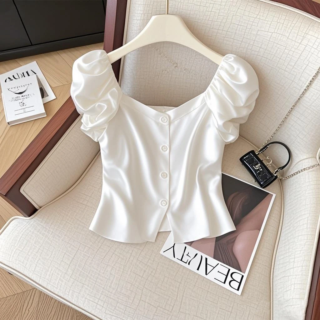 2025夏季新款小个子韩系穿搭洋气设计感独特漂亮百搭显瘦上衣T恤