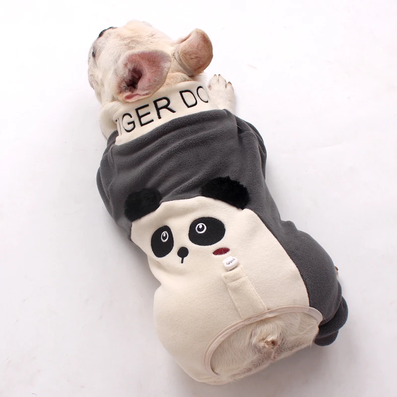 Tigerdog秋冬法斗巴哥短胖狗卡通可爱四脚衣保暖奥粒绒宠物服装