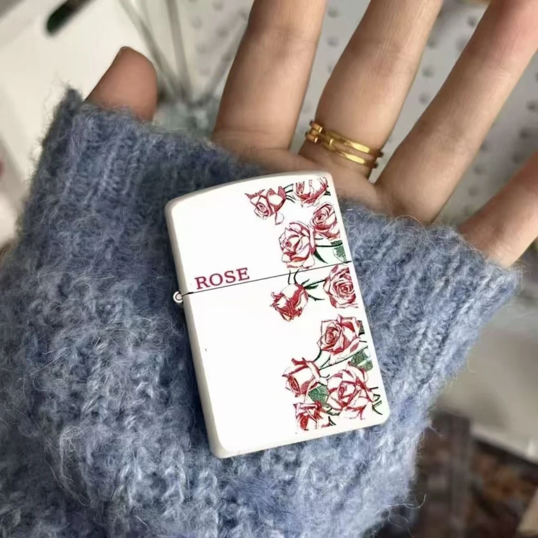 【热恋蔷薇】煤油打火机个性高端金属颜值创意定制打火机翻盖高档