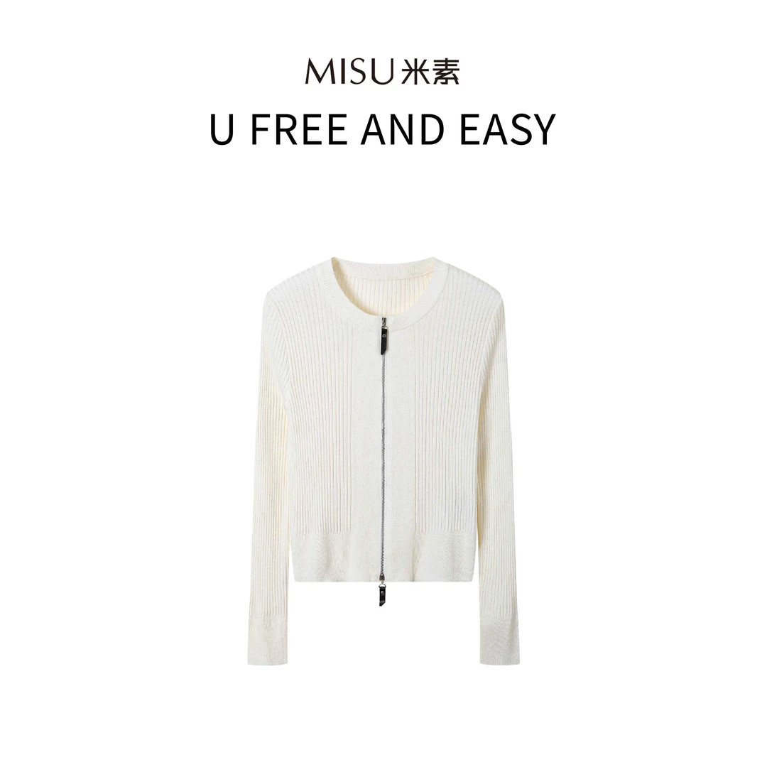 MISU米素长袖羊毛拉链针织衫气质时尚修身百搭休闲124C607
