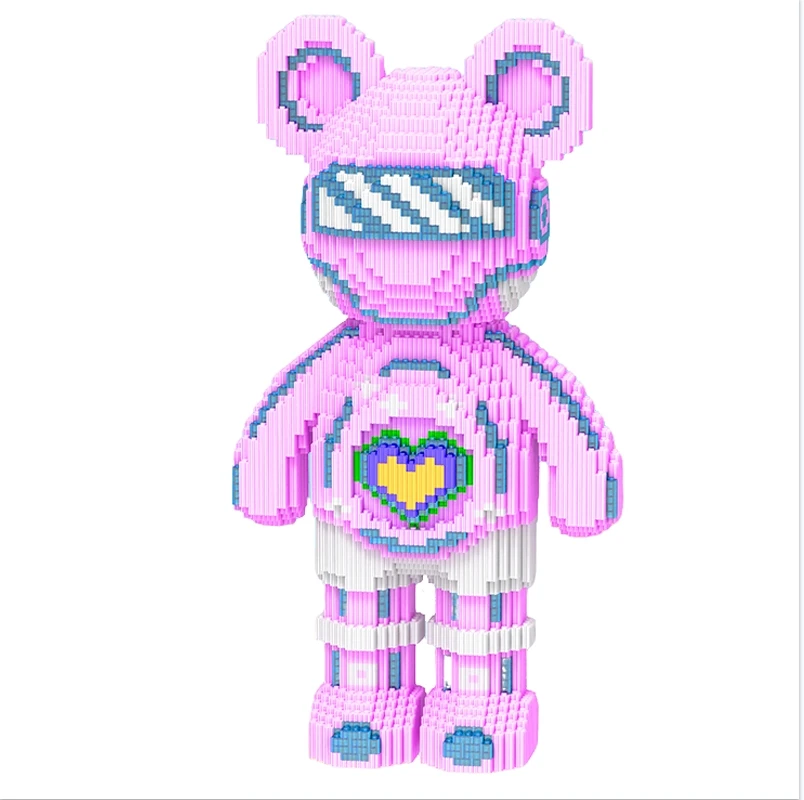 50CM大号夜光机甲炫酷积木熊大颗粒积木熊组合学生益智玩具礼物