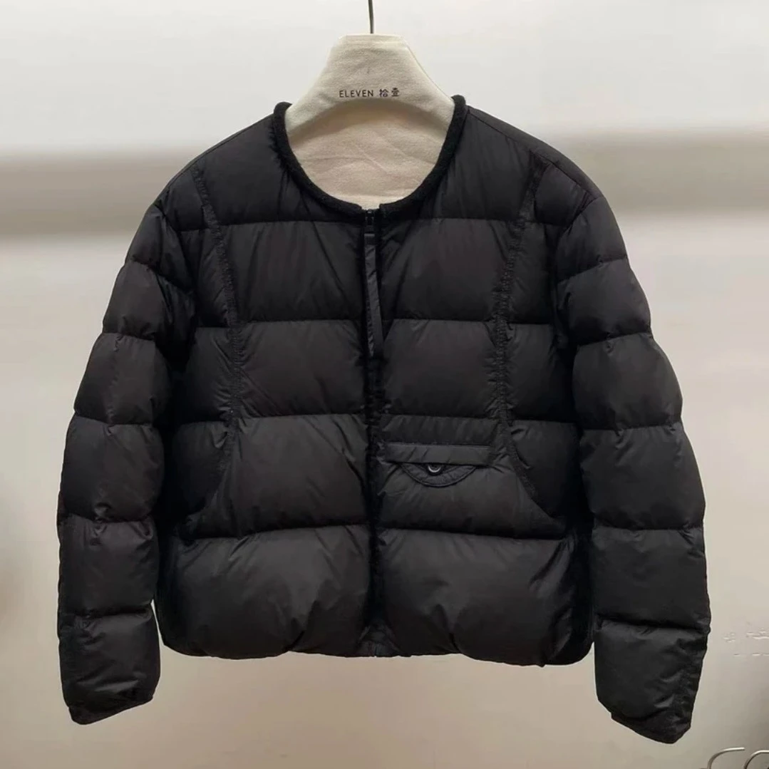 11201加厚拉链女士纯色宽松羽绒服