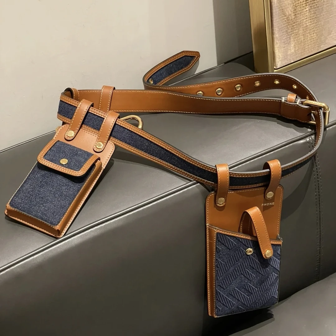 99新 FENDI/芬迪 蔚蓝中古/三合一丹宁款 腰包胸包