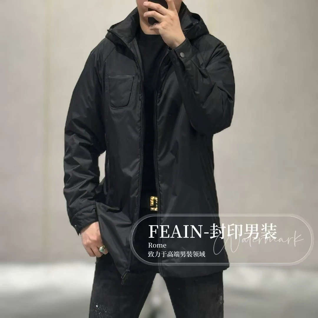 【桑蚕丝绵羊皮】高端男士进口三防面料桑蚕丝填充风衣78171