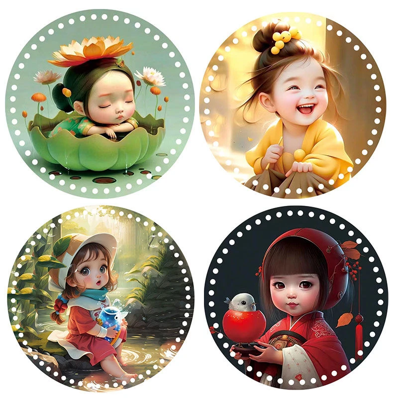 七七家多规格拍六发七卡通系列双面印花亚克力板手工编织材料水晶